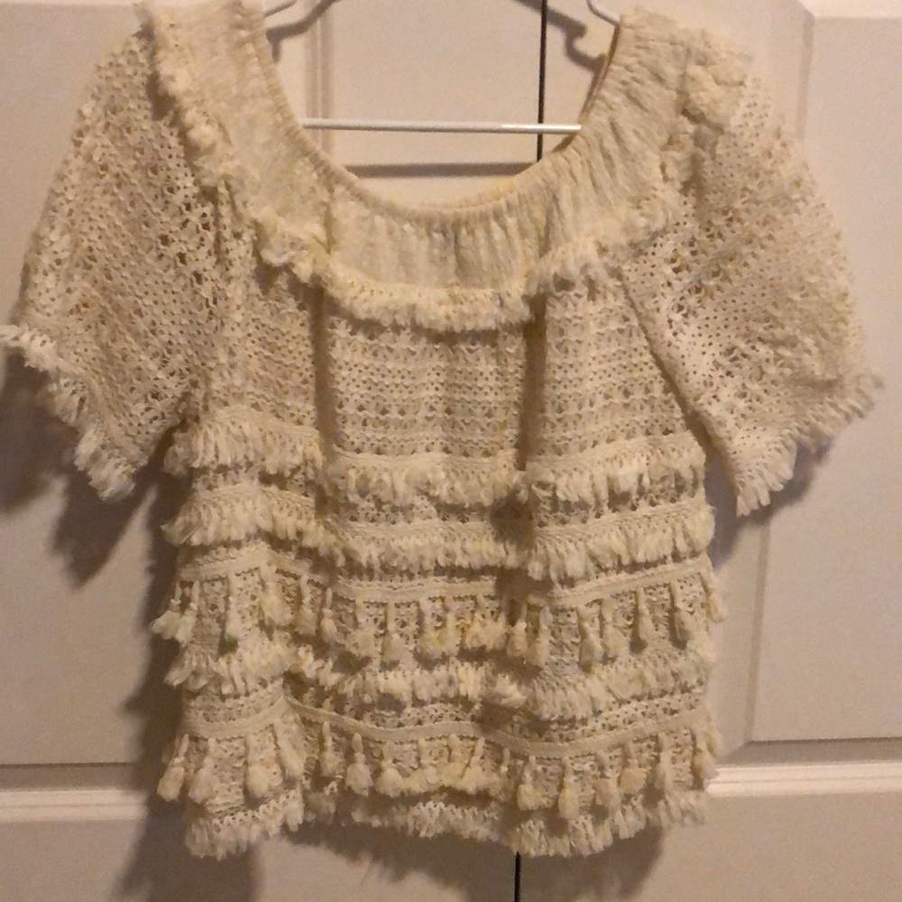 Crocheted white beach top